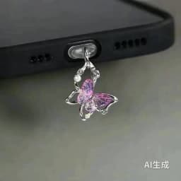 Beautiful Butterfly Phone Dust Plug Accessories Decoration Hanging Pendant for iPhone for Samsung Type-C Charging Port