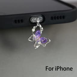 Beautiful Butterfly Phone Dust Plug Accessories Decoration Hanging Pendant for iPhone for Samsung Type-C Charging Port