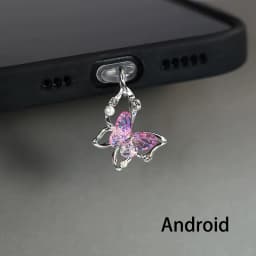 Beautiful Butterfly Phone Dust Plug Accessories Decoration Hanging Pendant for iPhone for Samsung Type-C Charging Port