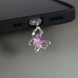 Beautiful Butterfly Phone Dust Plug Accessories Decoration Hanging Pendant for iPhone for Samsung Type-C Charging Port