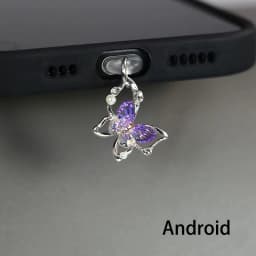 Beautiful Butterfly Phone Dust Plug Accessories Decoration Hanging Pendant for iPhone for Samsung Type-C Charging Port