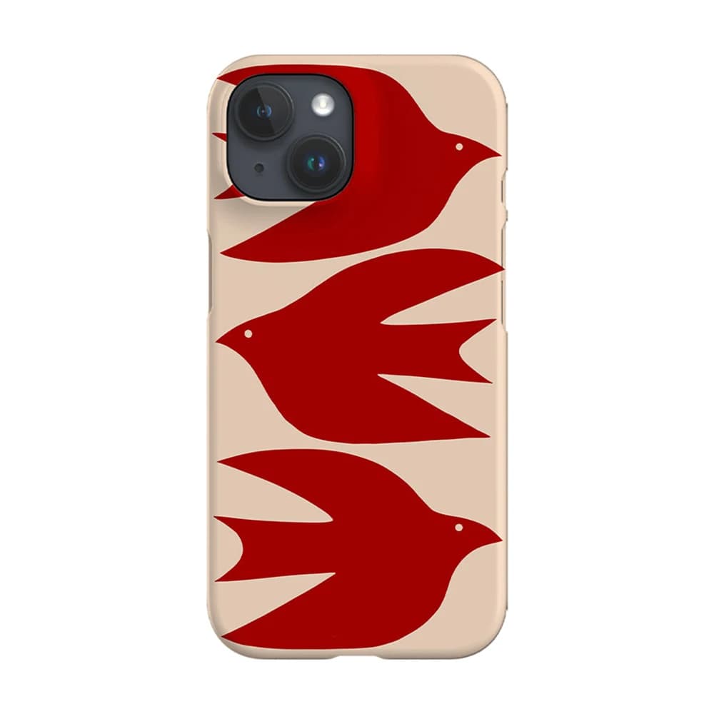 Abstract Bird Phone Case Red for iPhone 17 16 15 14 13 12 11 X XS XR XSMAX 7 8 Air Pro Max Plus Luxury Double-layer Back Cover