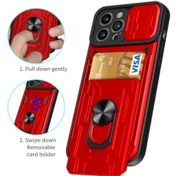 Hidden Slide Card Slot Lens Protective Case For iPhone 17 16 15 14 13 Pro Max 12 11 XR XS MAX 8 7 Plus SE 2022 Magnet Ring Cases