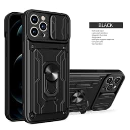 Hidden Slide Card Slot Lens Protective Case For iPhone 17 16 15 14 13 Pro Max 12 11 XR XS MAX 8 7 Plus SE 2022 Magnet Ring Cases