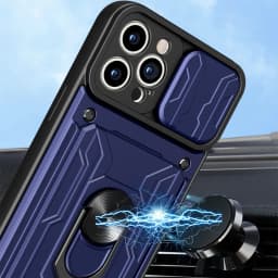 Hidden Slide Card Slot Lens Protective Case For iPhone 17 16 15 14 13 Pro Max 12 11 XR XS MAX 8 7 Plus SE 2022 Magnet Ring Cases