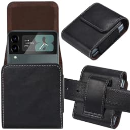 Belt Clip Leather Phone Case for Samsung Galaxy Z flip7 flip6 Flip8 Flip 4 5g FLIP5 Flip 8 7 6 5 3 for Moto Razr 70 ultra 60 50