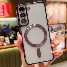 Luxury Plating For MagSafe Magnetic Case For Samsung Galaxy S20 S21 S22 S23 S24 Ultra Plus Case Wireless Charge Silicone Cover