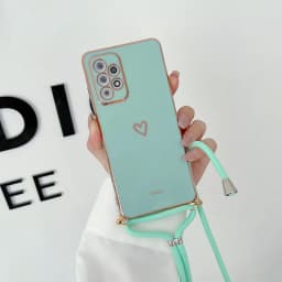Love Heart Crossbody Lanyard Strap Phone Case For Samsung Galaxy S21 S20 S22 S23 S24 S10 S9 S8 Note 10 20 Plus Ultra Fe Cover