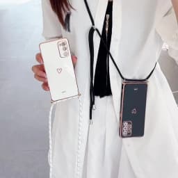 Love Heart Crossbody Lanyard Strap Phone Case For Samsung Galaxy S21 S20 S22 S23 S24 S10 S9 S8 Note 10 20 Plus Ultra Fe Cover