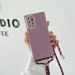 Love Heart Crossbody Lanyard Strap Phone Case For Samsung Galaxy S21 S20 S22 S23 S24 S10 S9 S8 Note 10 20 Plus Ultra Fe Cover