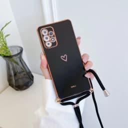 Love Heart Crossbody Lanyard Strap Phone Case For Samsung Galaxy S21 S20 S22 S23 S24 S10 S9 S8 Note 10 20 Plus Ultra Fe Cover