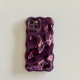 Luxury Wavy 3D Meteorite Texture Plating Silver Case for iPhone 11 12 13 14 15 Pro Max Anti-Fall Full Protection Glossy Cover