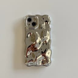 Luxury Wavy 3D Meteorite Texture Plating Silver Case for iPhone 11 12 13 14 15 Pro Max Anti-Fall Full Protection Glossy Cover
