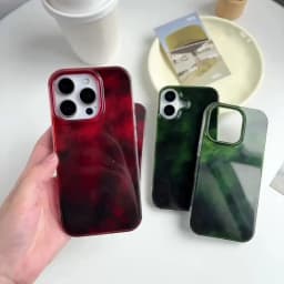 Beautiful Red Green Gradation Smudged Contrast Color Glacier Texture Protection Phone Case for iPhone 13 14 15 16 17 Pro Max