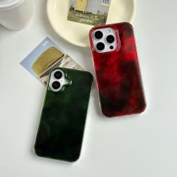 Beautiful Red Green Gradation Smudged Contrast Color Glacier Texture Protection Phone Case for iPhone 13 14 15 16 17 Pro Max