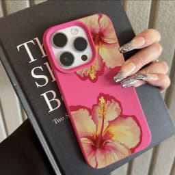Elegant Pink Hibiscus Flower Lichee Silicone Phone Case For iPhone 17 16 Pro Max XS X XR 15 14 13 12 11 16 Plus Cover Soft Funda