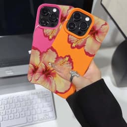 Elegant Pink Hibiscus Flower Lichee Silicone Phone Case For iPhone 17 16 Pro Max XS X XR 15 14 13 12 11 16 Plus Cover Soft Funda