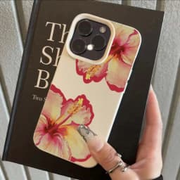 Elegant Pink Hibiscus Flower Lichee Silicone Phone Case For iPhone 17 16 Pro Max XS X XR 15 14 13 12 11 16 Plus Cover Soft Funda