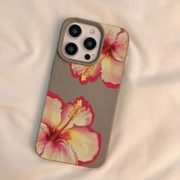 Elegant Pink Hibiscus Flower Lichee Silicone Phone Case For iPhone 17 16 Pro Max XS X XR 15 14 13 12 11 16 Plus Cover Soft Funda