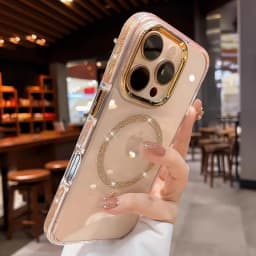 Luxury Bling Glitte for Magsafe Clear Case For iPhone 17 Air 16 Pro 15 14 13 12 11 Pro Max Magnet Metal Plating Lens Frame Case