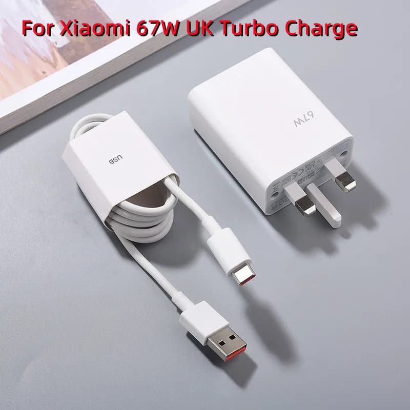 For Xiaomi 67W Fast Charger UK Plug Turbo Charge Adapter 6A Usb Type C Cable For Mi 14 12 11 13 10 10T POCO X5 Redmi Note 12 13