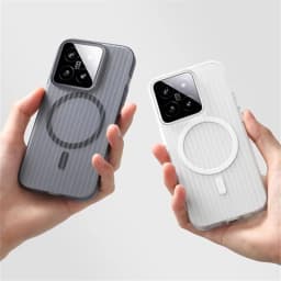 Matte Clear Corrugated Phone Case For Magsafe Xiaomi 15 14 13T 13 Pro Poco F5 F6 Pro Wireless Charging Magnetic Cover