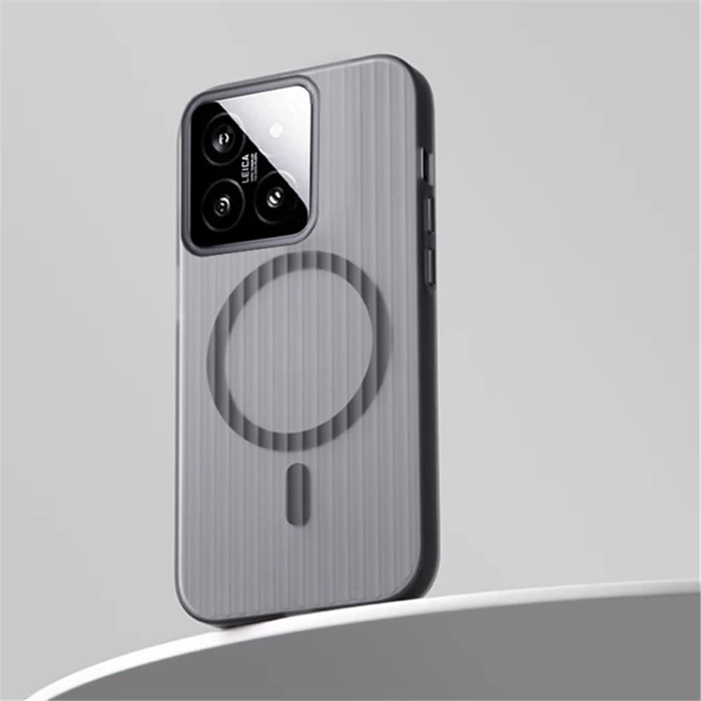 Matte Clear Corrugated Phone Case For Magsafe Xiaomi 15 14 13T 13 Pro Poco F5 F6 Pro Wireless Charging Magnetic Cover