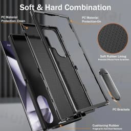 Case For Samsung Galaxy S25 Ultra Galaxy S24 Ultra S23 Ultra Full Body Shockproof Heavy Duty Anti-Scratch Rugged Kickstand Cover