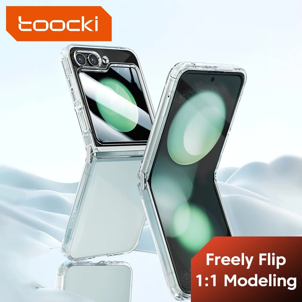 Toocki Transparent TPU Phone Case For Samsung Galaxy Z Flip 6 5 4 3 5G Phone Protector Shockproof Cover For Samsung Z Flip 6 5 4