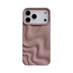 Stylish 3D Bump Wave Shiny Pink Back Cover For iPhone Air 11 12 13 14 15 17 18 Pro Max Phone Case