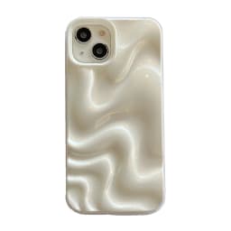 Stylish 3D Bump Wave Shiny Pink Back Cover For iPhone Air 11 12 13 14 15 17 18 Pro Max Phone Case