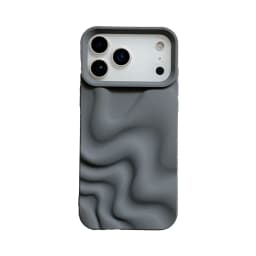 Stylish 3D Bump Wave Shiny Pink Back Cover For iPhone Air 11 12 13 14 15 17 18 Pro Max Phone Case
