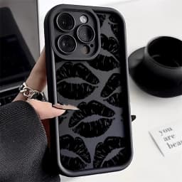 Black Lips Kiss Print Soft Matte Phone Case For Samsung Galaxy A16 S24 S25 Ultra S26 S23 FE A17 A56 Cases A36 A55 A54 A26 Cover
