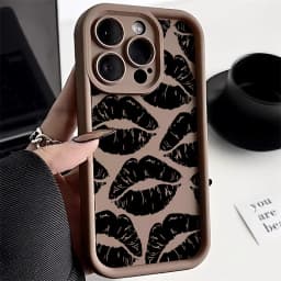 Black Lips Kiss Print Soft Matte Phone Case For Samsung Galaxy A16 S24 S25 Ultra S26 S23 FE A17 A56 Cases A36 A55 A54 A26 Cover