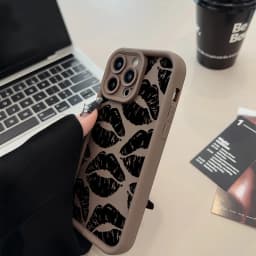 Black Lips Kiss Print Soft Matte Phone Case For Samsung Galaxy A16 S24 S25 Ultra S26 S23 FE A17 A56 Cases A36 A55 A54 A26 Cover