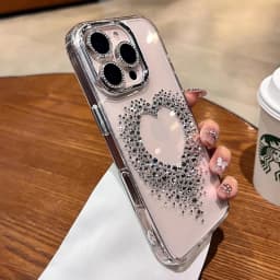 Transparent Love Heart 3D Diamond Case For iPhone 18 17 12 13 14 15 16 Pro Max Sparkling Rhinestone Clear Shockproof Hard Cover