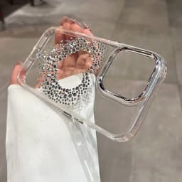 Transparent Love Heart 3D Diamond Case For iPhone 18 17 12 13 14 15 16 Pro Max Sparkling Rhinestone Clear Shockproof Hard Cover