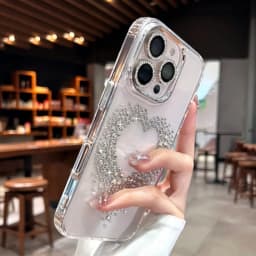 Transparent Love Heart 3D Diamond Case For iPhone 18 17 12 13 14 15 16 Pro Max Sparkling Rhinestone Clear Shockproof Hard Cover