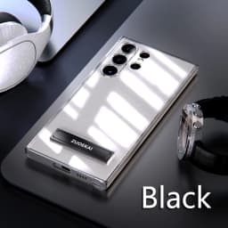 For Samsung Galaxy S25 S24 S23 S22 Ultra Transparent Kickstand Case with Bracket Standing Transverse Protective Clear Soft Cases