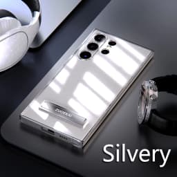 For Samsung Galaxy S25 S24 S23 S22 Ultra Transparent Kickstand Case with Bracket Standing Transverse Protective Clear Soft Cases