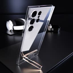 For Samsung Galaxy S25 S24 S23 S22 Ultra Transparent Kickstand Case with Bracket Standing Transverse Protective Clear Soft Cases