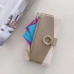 Crossbody Leather Zipper Wallet Case for iPhone 16 Pro Max 16E 15 Plus 14 13 12 11 X XR Flip Mirror Cover Long Lanyard Bag Cover