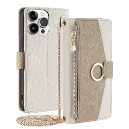 Crossbody Leather Zipper Wallet Case for iPhone 16 Pro Max 16E 15 Plus 14 13 12 11 X XR Flip Mirror Cover Long Lanyard Bag Cover