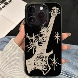 Korean Trend Guitar Soft Phone Case For iPhone 16 11 12 13 14 15 Pro XS MAX XR 7 8 Plus SE 2022 2020 16E Shockproof Back Cover