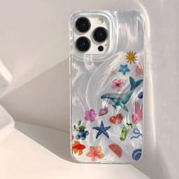 Seashell Starfish Pattern Phone Case For iPhone 16 11 13 14 15 16 Pro Max 16E 7 8 15 Plus X XS Max XR SE2 Feather Texture Cover