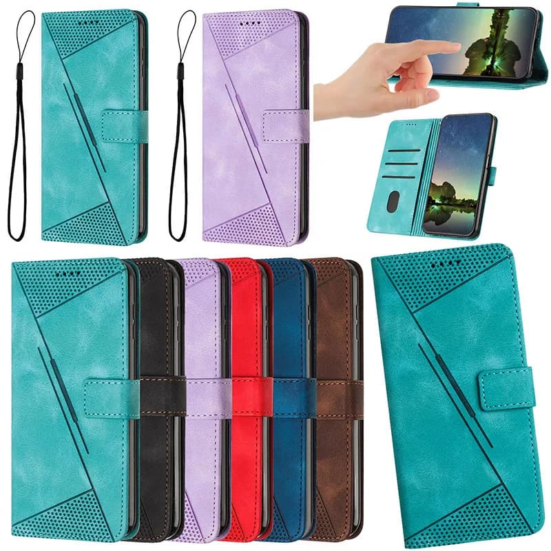 Leather Phone Case For Realme C67 C65 4G 5G C75 C71 C63 C61 C55 C53 C51 C35 C33 C25Y C20A C15 C12 C11 2021 Wallet Lanyard Cover