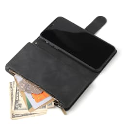 Premium Leather Wallet Case For iPhone 16 15 14 13 12 11 17 Pro Max Plus 17Air 16e Zipper Wallet Card Slots Magnetic Flip Cover