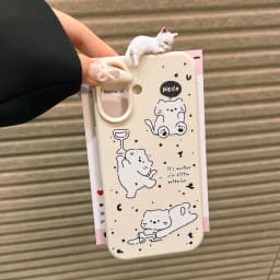 Cute 3D Cat Dot Leather Phone Case For iPhone 15 16 11 12 13 14 Pro Max 15 Plus iPhone17 17 Lovely Cartoon Cat Shockproof Cover