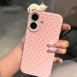 Cute 3D Cat Dot Leather Phone Case For iPhone 15 16 11 12 13 14 Pro Max 15 Plus iPhone17 17 Lovely Cartoon Cat Shockproof Cover