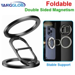 Double Sided MagSafe Phone Stand Magnetic Phone Ring Holder Kickstand Grip for Phone 15 14 Android Gym Car Holder